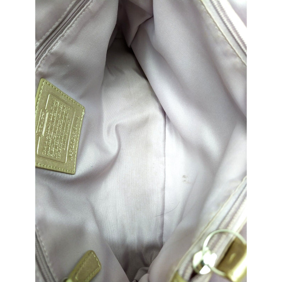 Coach Signature Metallic Gold Leather Buckle Satchel Shoulder Bag - Picture 9 of 12